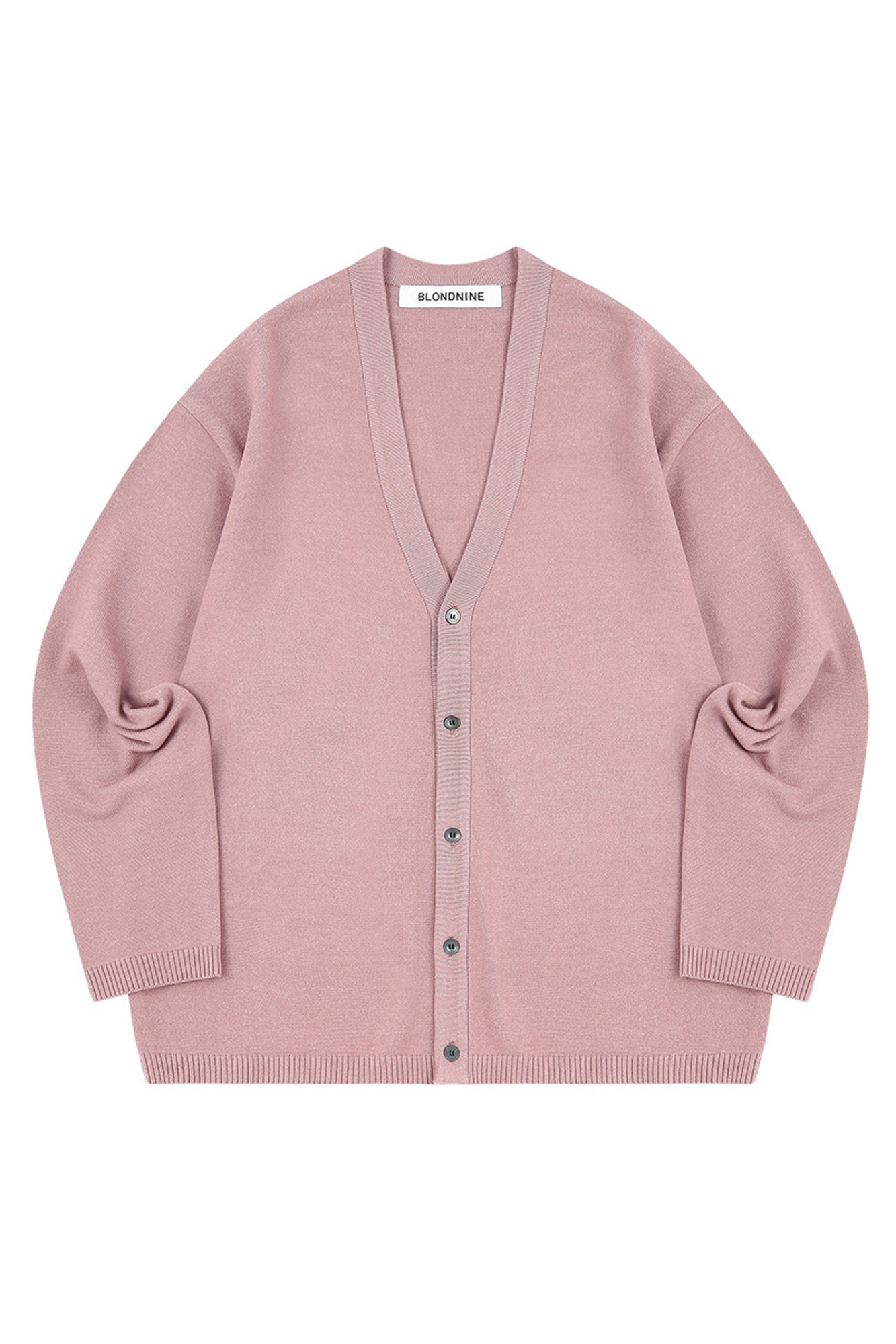 SEMI OVER-FIT V NECK CARDIGAN_INDIE PINK