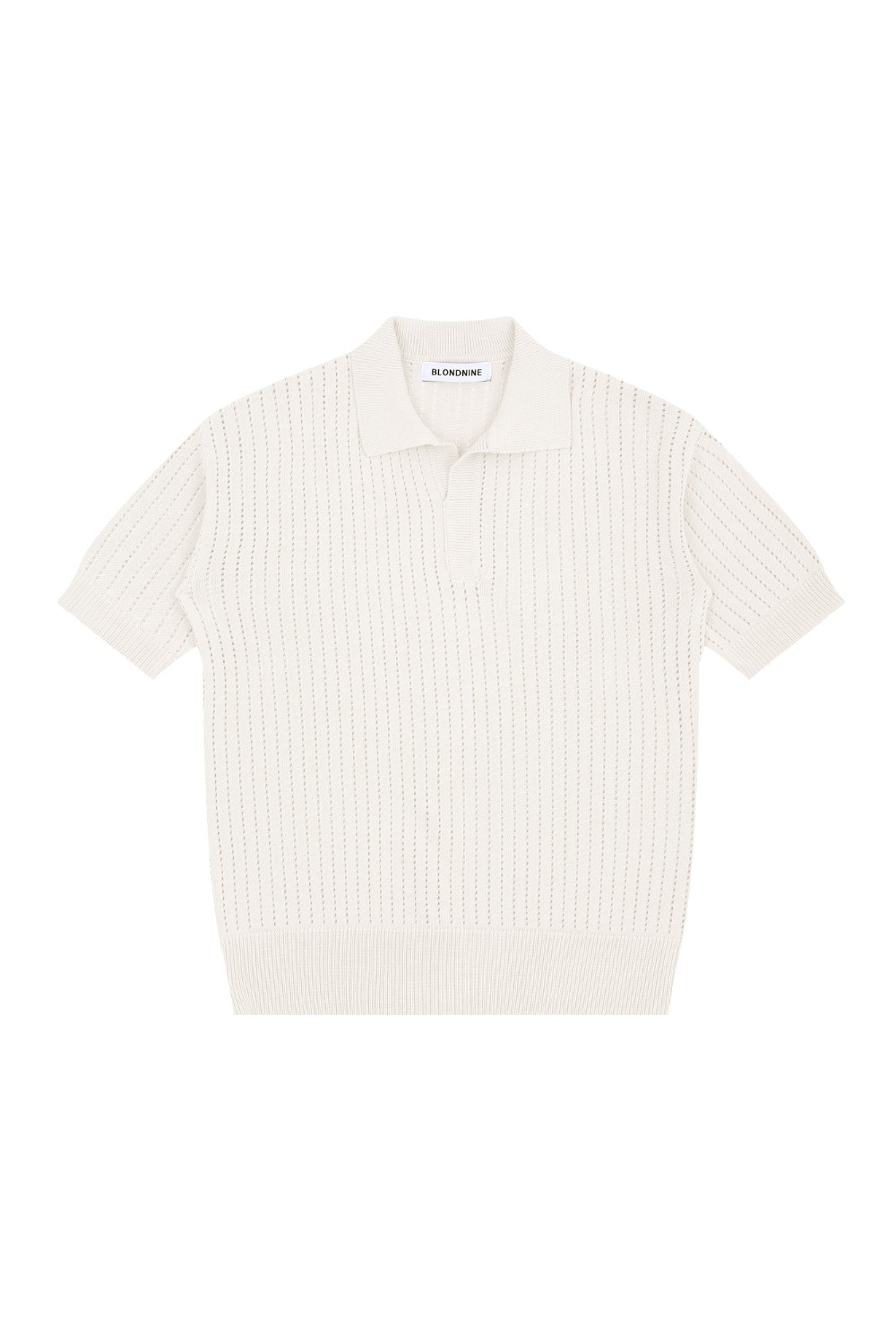 OPEN COLLAR PUNCHING KNIT_IVORY